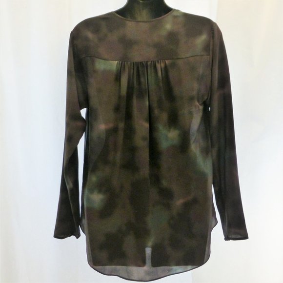 Rebecca Taylor Long Sleeved Tie Die Eggplant Purple Silk Blouse - Picture 2 of 10